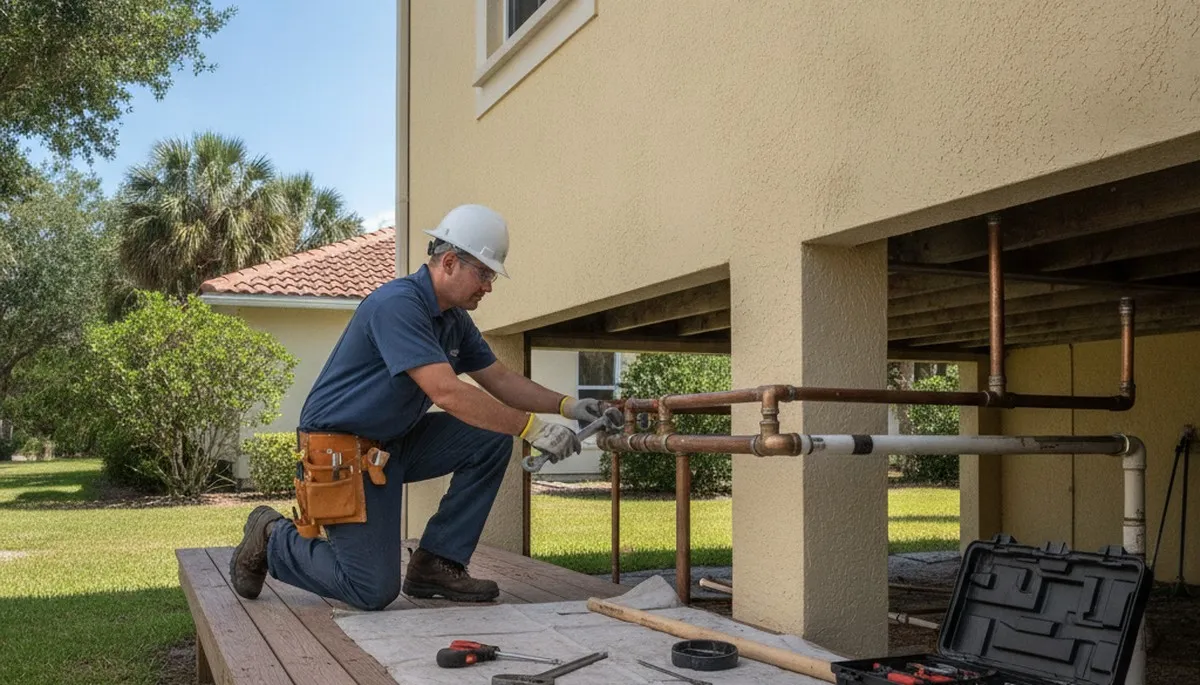 Orlando, FL plumber repairing a leaking pipe for plumbing repair service