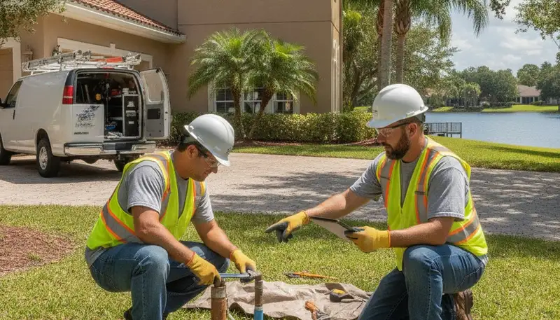 Orlando FL plumber repairing a residential pipe for plumbing service