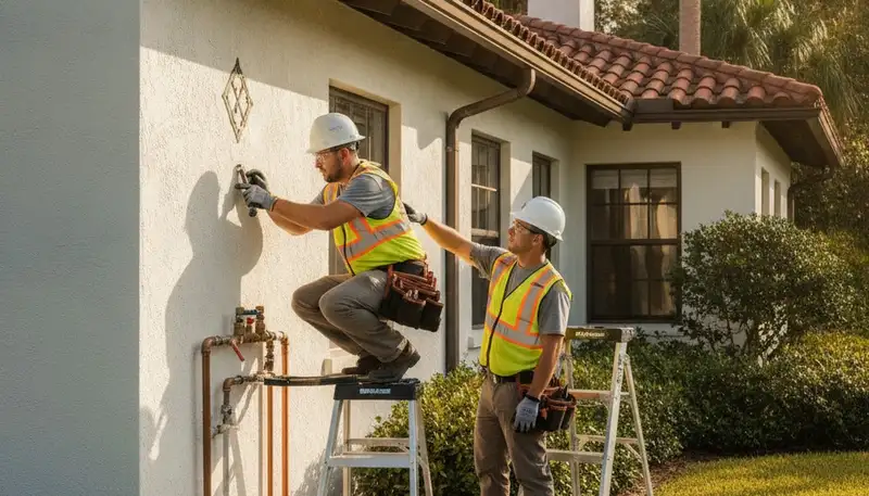 Plumber repairing pipe in Orlando, FL for residential plumbing service
