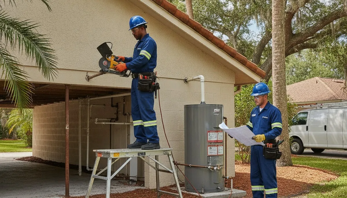 Orlando, FL plumber repairing a residential pipe leak for plumbing repair service