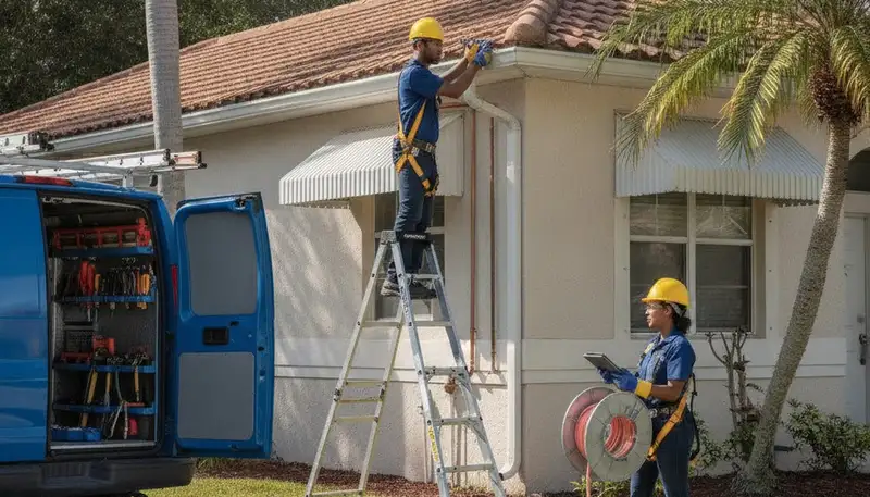 Orlando, FL plumber repairing a leaking pipe for plumbing repair service