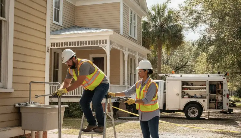 Plumber repairing a leak in Orlando, FL for plumbing repair service