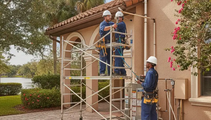 Orlando, FL plumber repairing a residential pipe leak for local plumbing service customers