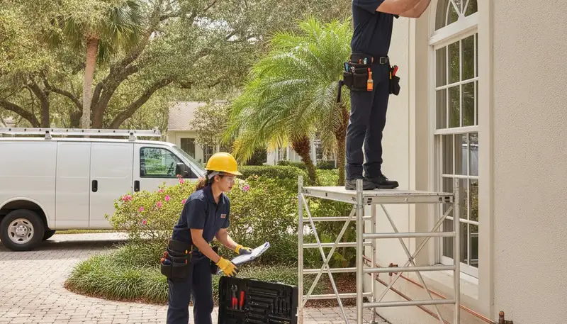 Orlando, FL plumber repairing a leaky pipe for residential plumbing service