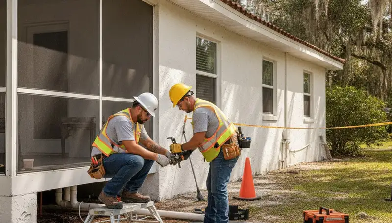 Orlando, FL plumber repairing a residential plumbing system for emergency repair service