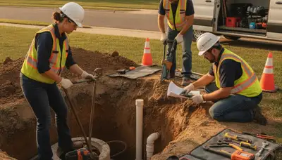 Orlando, FL plumber inspecting septic repair service for a local home