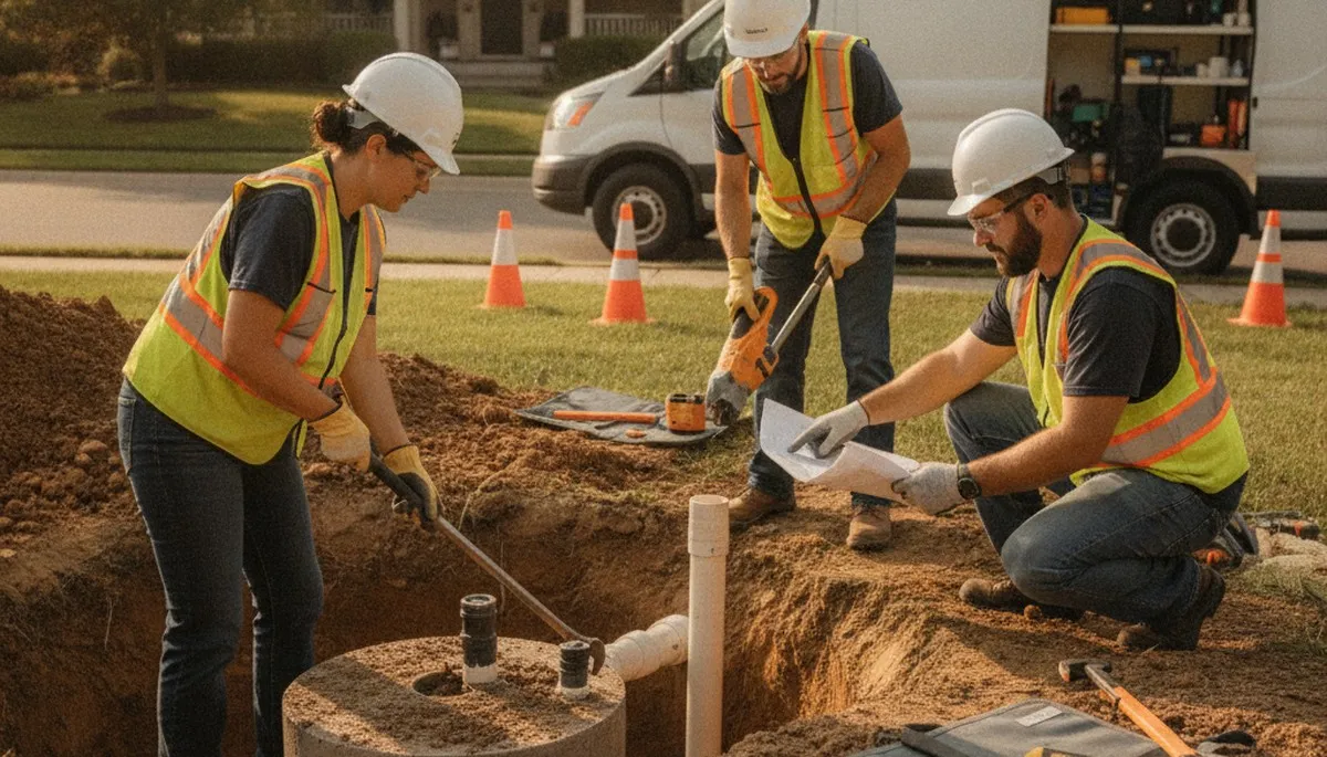Septic repair service truck for Orlando, FL homes by On Call Plumbers