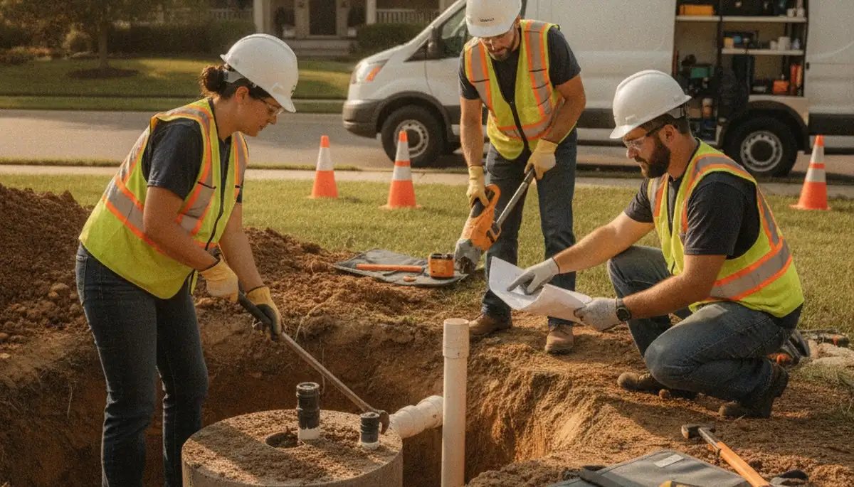 Septic repair service truck for Orlando, FL homes by On Call Plumbers