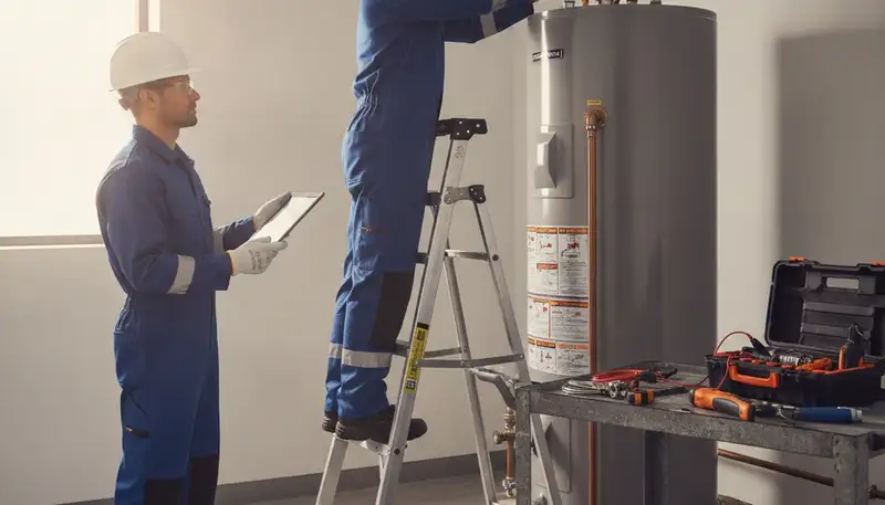 Orlando, FL plumber repairing a water heater for reliable home service