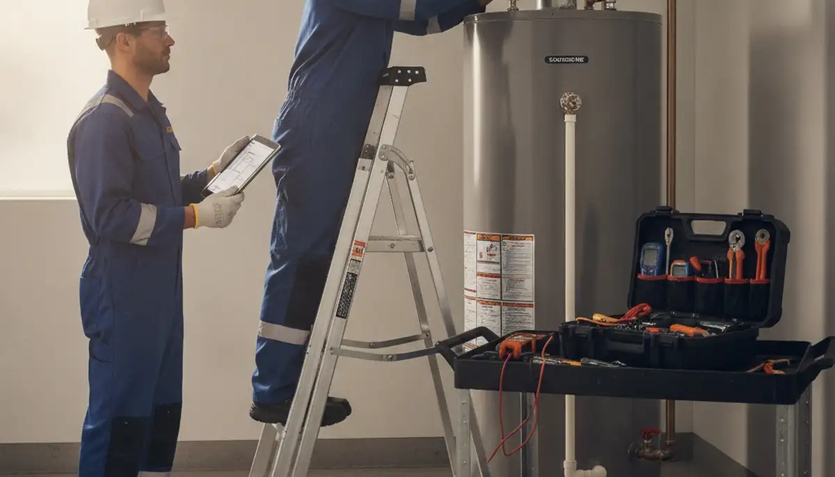 Orlando, FL plumber repairing a water heater for reliable home plumbing service